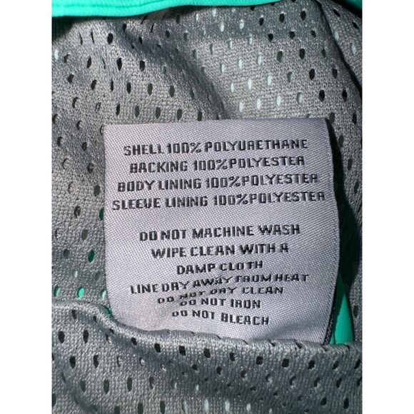 Girly Girl Originals Mint Rain Coat with Reflective Stripes Over Sized Sz S - Picture 11 of 12